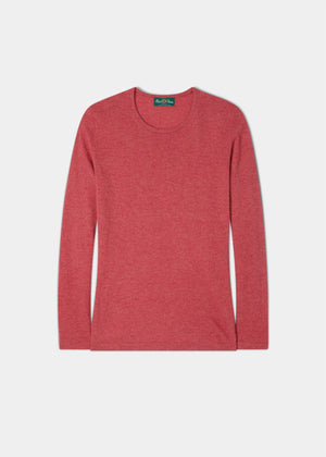 Ladies Geelong Lambswool Crew Neck Jumper In Rouge