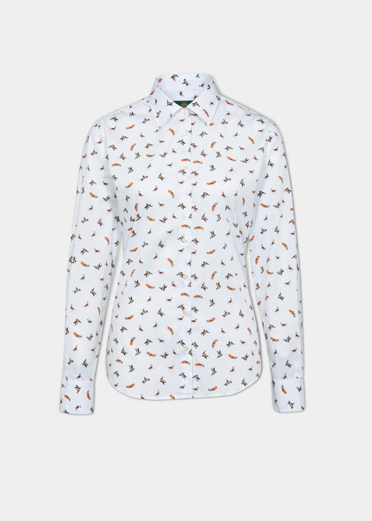 ladies-printed-cotton-country-shirt-dog-duck-design