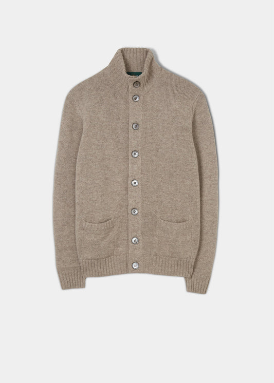 Men's Lambswool Buttoned Jumper In Cobble