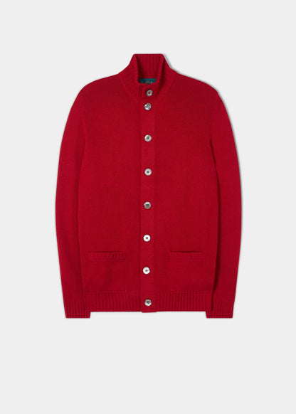 Landford Men's Lambswool Buttoned Jumper In Dubonnet