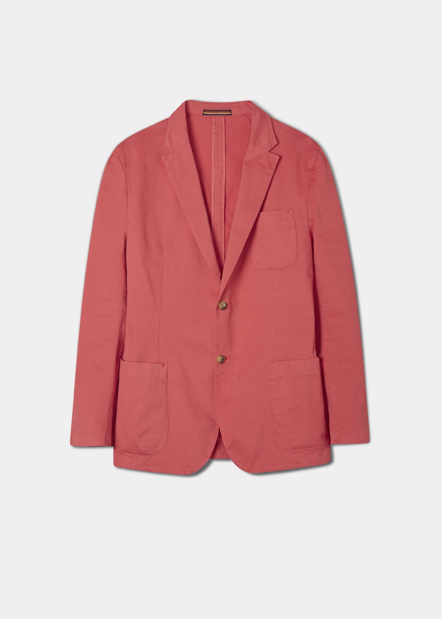 Flamingo pink men's blazer with 2 button fastening.