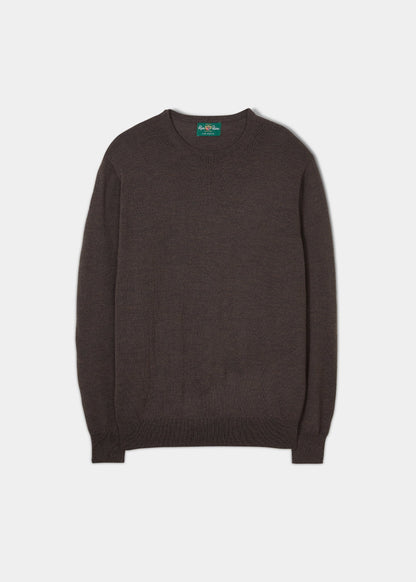 Men's Merino Wool Jumper in Dark Brown