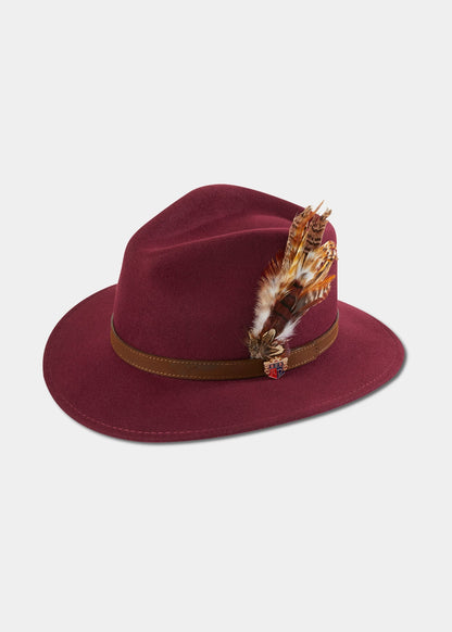 Richmond Ladies Felt Hat With Feather In Wine