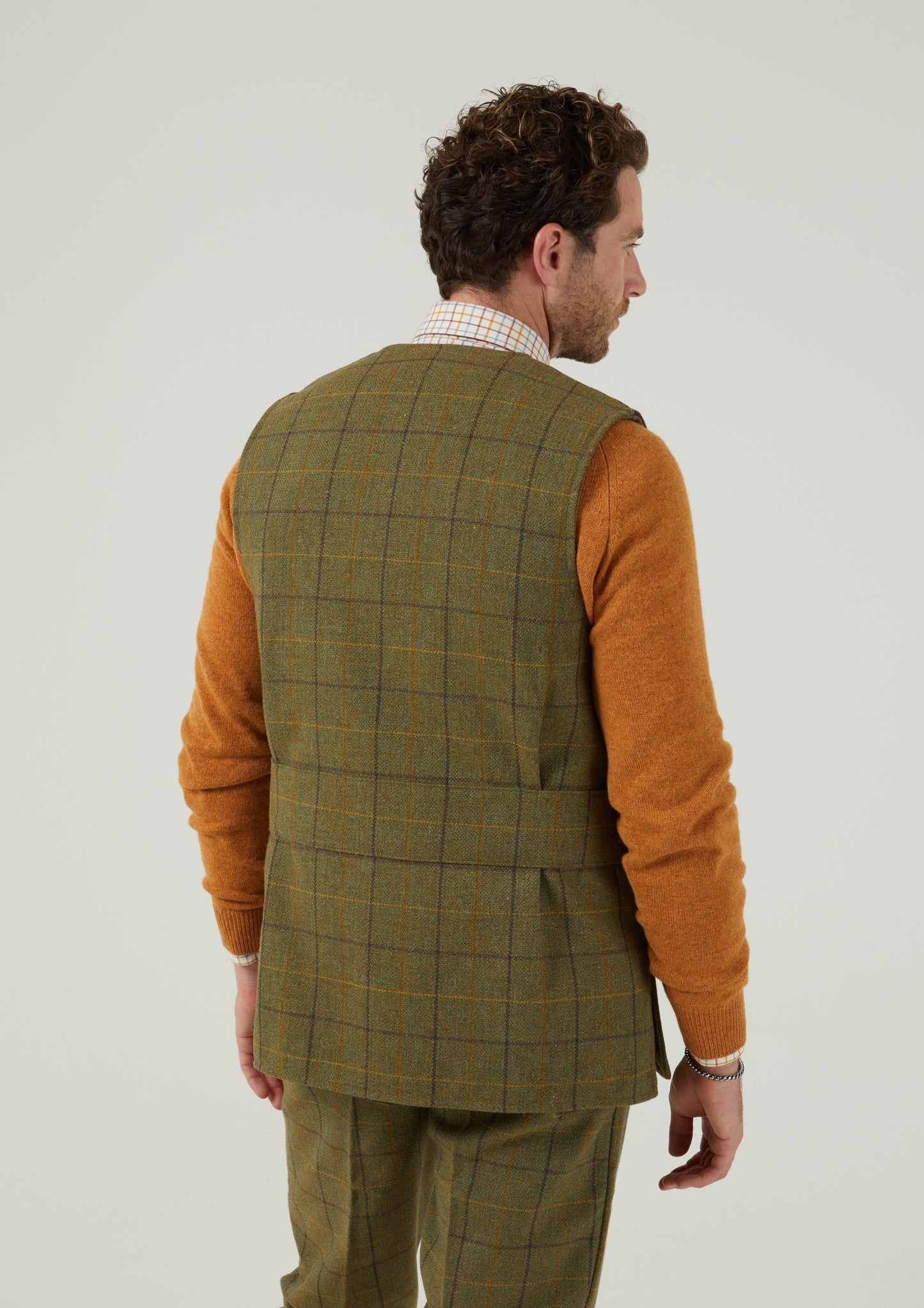 Rutland Men's Tweed Shooting Waistcoat In Dark Moss