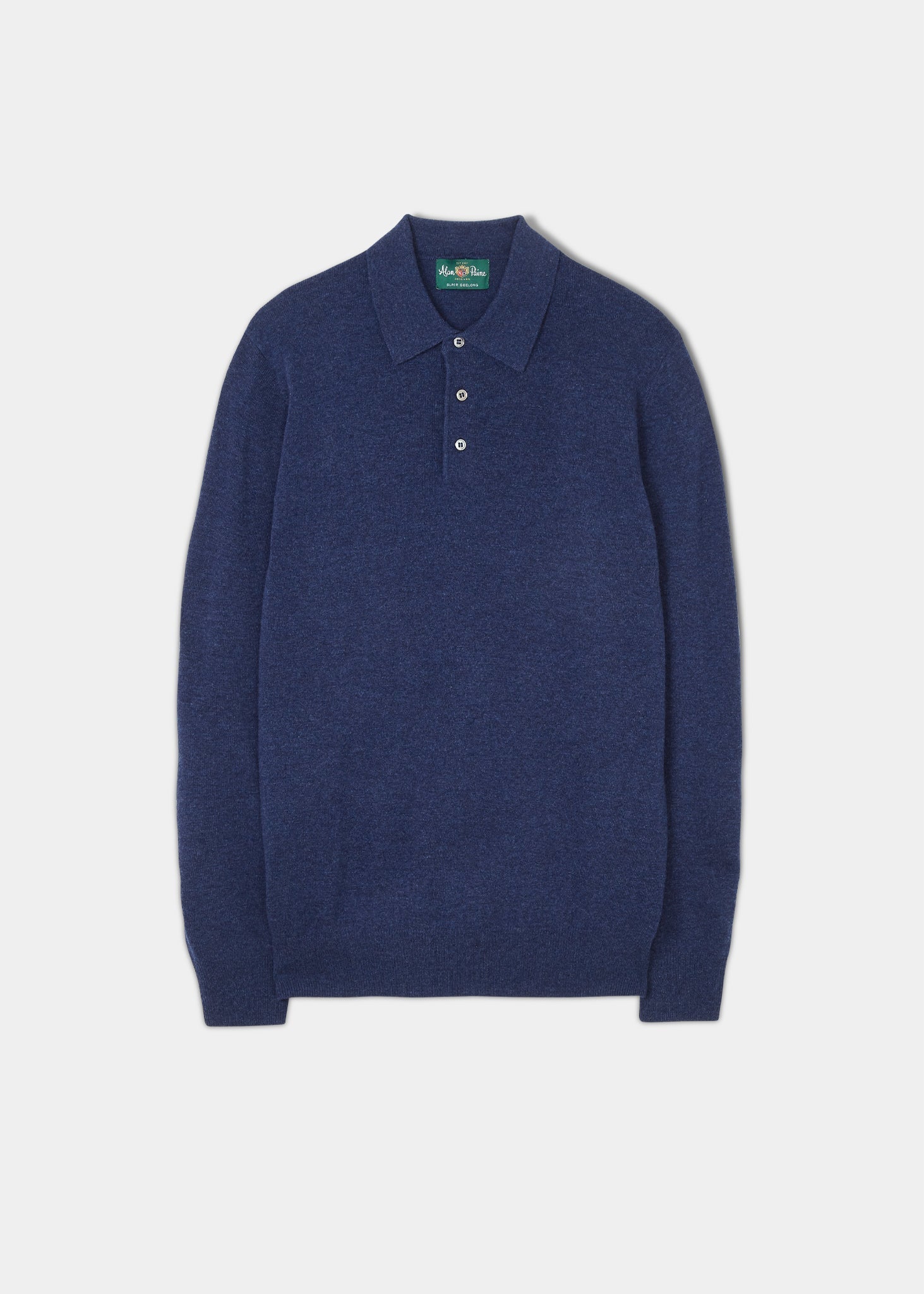 Tresswell Men's Geelong Wool Long Sleeve Polo Shirt in Indigo